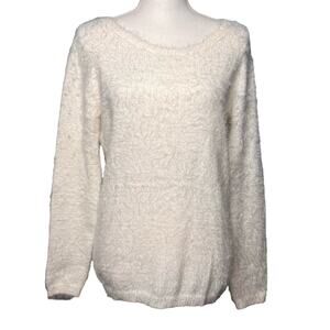 Morgan City Size Small Sweater Ivory Eyelash Pearls Backless Sweater Angora Look